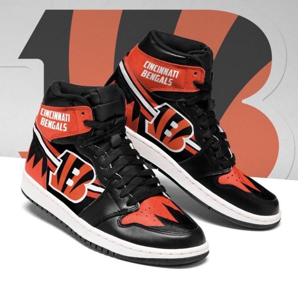 Men's Cincinnati Bengals High Top Leather AJ1 Sneakers